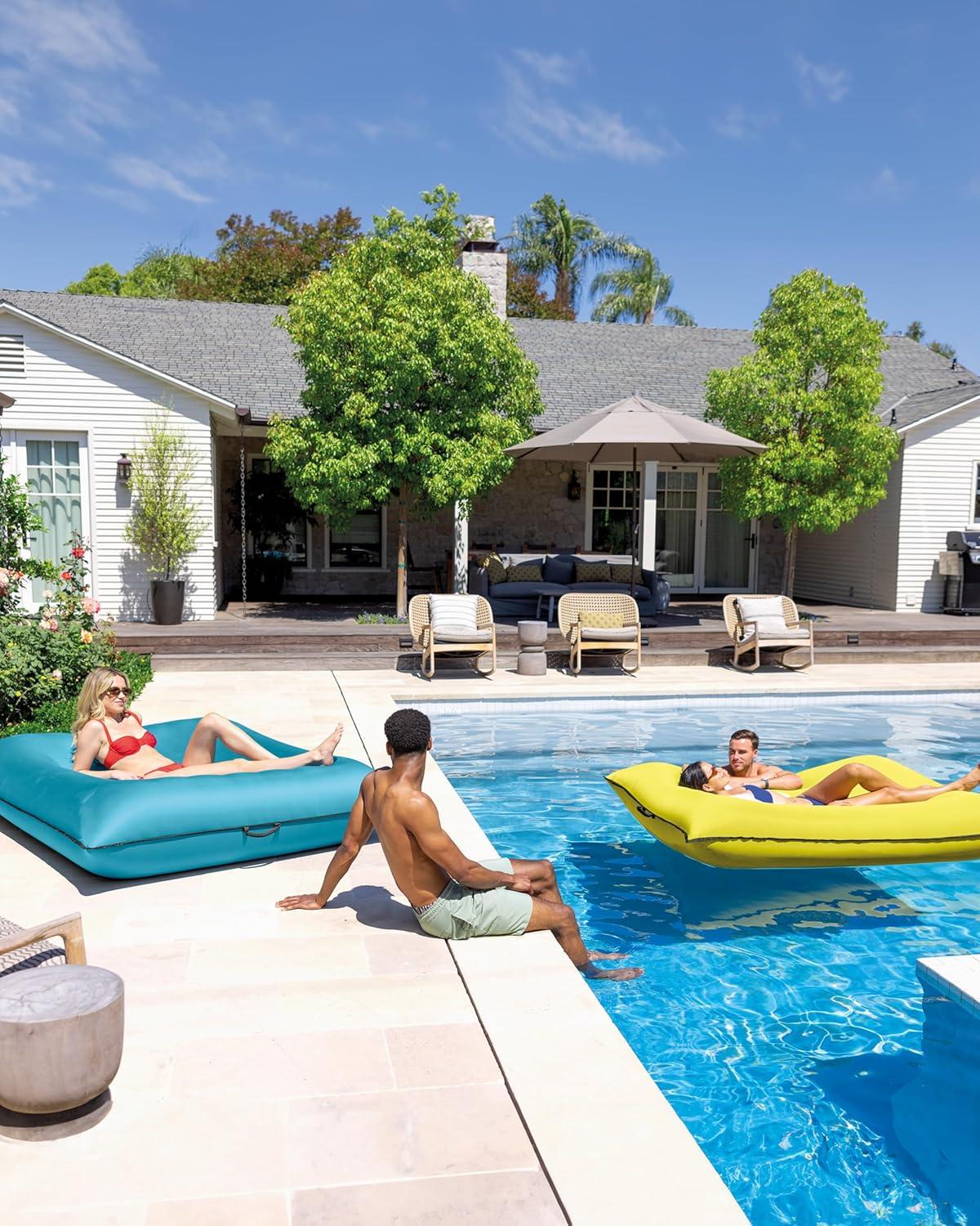 imageINTEX Luxe Lounge Inflatable Pool Mat Removable Fabric Cover 2 Soft Handles 440 Weight Capacity 78quot x 62quot One Mat Color May Vary