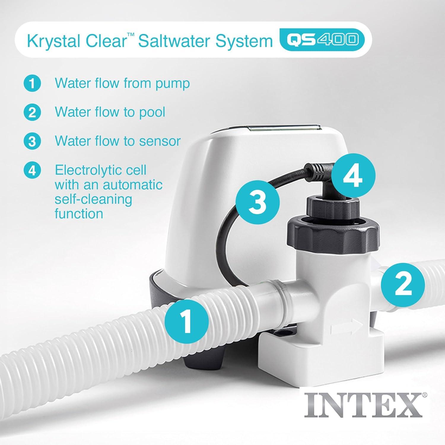 imageINTEX QS500 Krystal Clear Saltwater Chlorine System for Above Ground Pools Keeps Water Clean and Clear Reduces Chemical Use Up to 7000 Gal PoolsSaltwater System