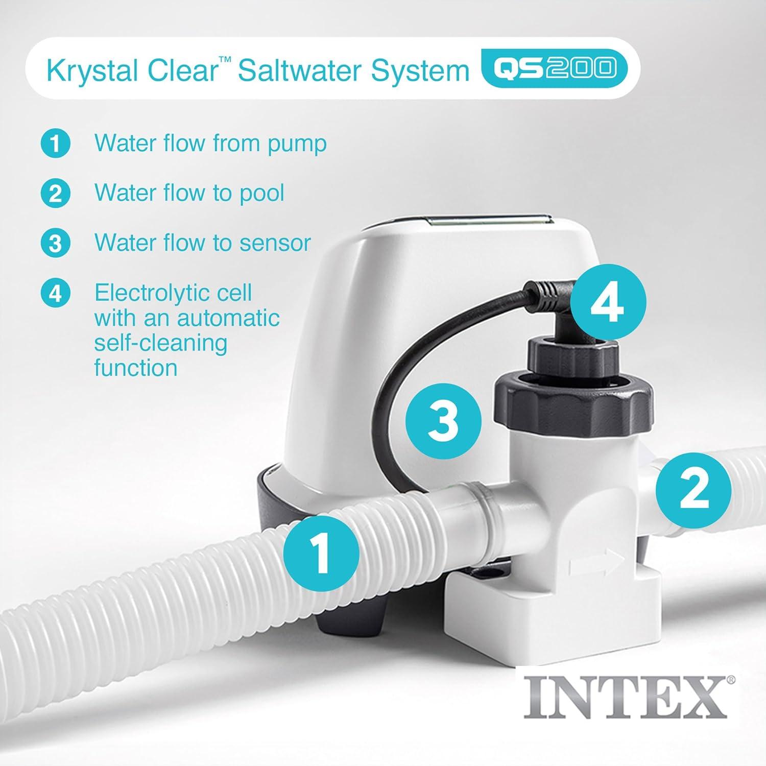 imageINTEX QS500 Krystal Clear Saltwater Chlorine System for Above Ground Pools Keeps Water Clean and Clear Reduces Chemical Use Up to 7000 Gal PoolsSaltwater System