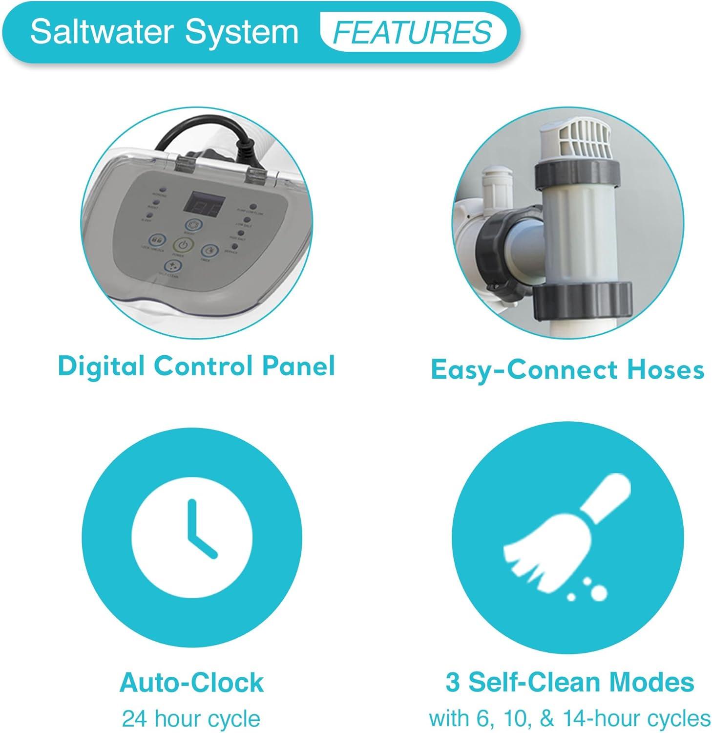imageINTEX QS500 Krystal Clear Saltwater Chlorine System for Above Ground Pools Keeps Water Clean and Clear Reduces Chemical Use Up to 7000 Gal PoolsSaltwater System