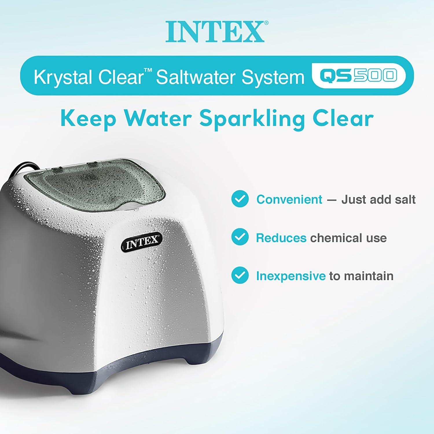 imageINTEX QS500 Krystal Clear Saltwater Chlorine System for Above Ground Pools Keeps Water Clean and Clear Reduces Chemical Use Up to 7000 Gal PoolsSaltwater System