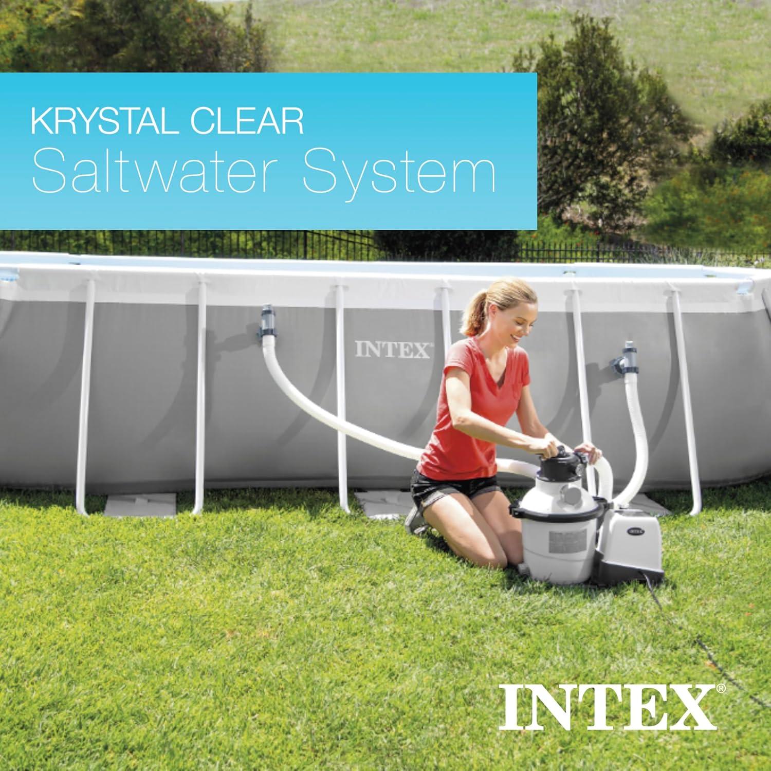 imageINTEX QS500 Krystal Clear Saltwater Chlorine System for Above Ground Pools Keeps Water Clean and Clear Reduces Chemical Use Up to 7000 Gal PoolsSand Filter Pump Saltwater System
