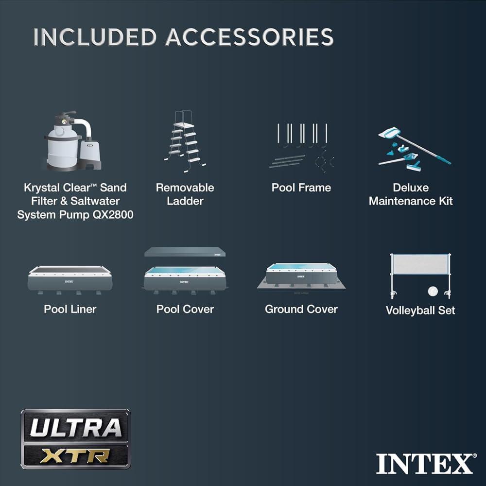 imageIntex 18 x 9 x 52quot Ultra XTR Rectangular Frame Swimming Pool Set with Pump Above Ground Backyard Large Rectangle Pool with 45Inch Deep Water32 x 16 x 52