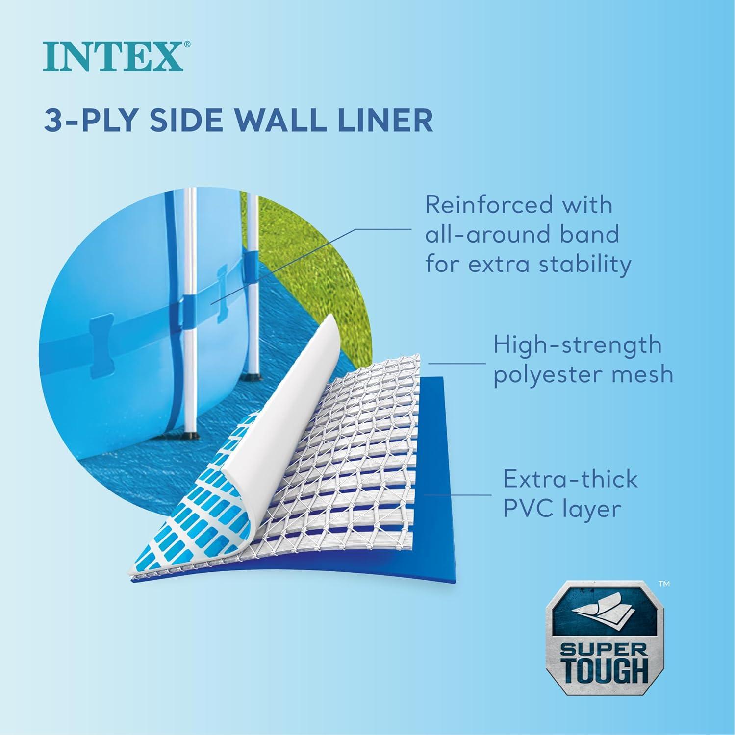 imageIntex 28241EH Metal Frame Above Ground Swimming Pool Set 15ft x 48in Includes 1000 GPH Cartridge Filter Pump Removable Ladder Pool Cover Ground Cloth15 x 48
