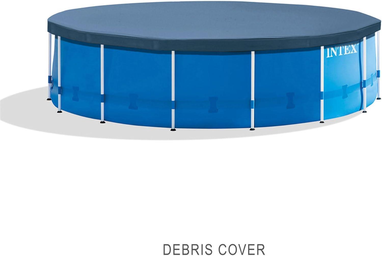imageIntex 28241EH Metal Frame Above Ground Swimming Pool Set 15ft x 48in Includes 1000 GPH Cartridge Filter Pump Removable Ladder Pool Cover Ground Cloth15 x 48