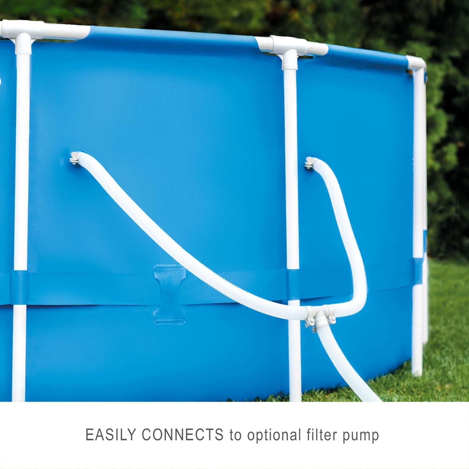 imageIntex 28241EH Metal Frame Above Ground Swimming Pool Set 15ft x 48in Includes 1000 GPH Cartridge Filter Pump Removable Ladder Pool Cover Ground Cloth15 x 48