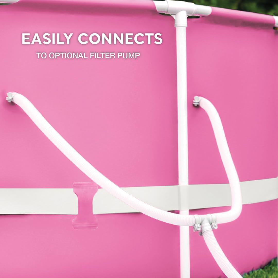 imageIntex 28266EH 7L x 5W x 2358quotH Rectangular Metal Frame Above Ground Outdoor Backyard Swimming Pool 439 Gallons of Water PinkRound