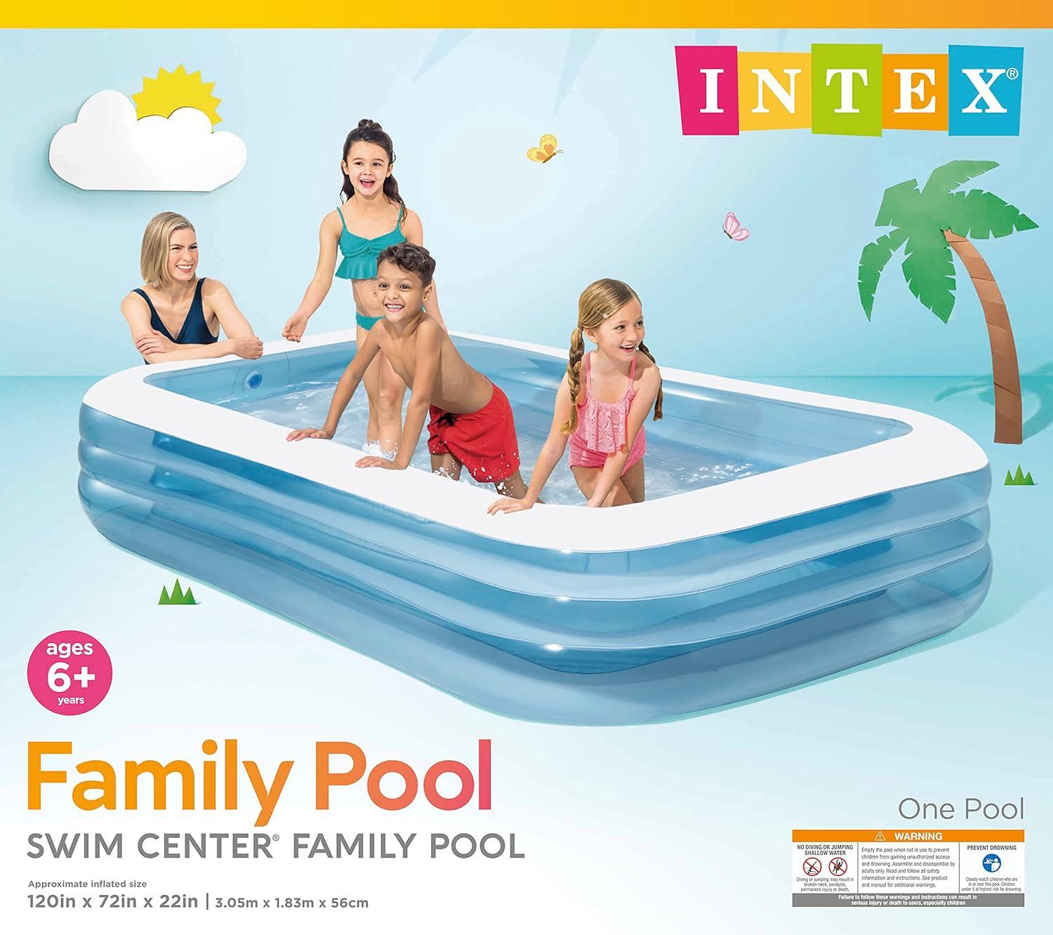 imageIntex 56483EP Inflatable 85 x 575 Swim Center Family Pool for 23 Kids Backyard Splash Pool for Children 6 Years Old 198Gallons Blue ampamp WhiteBlue