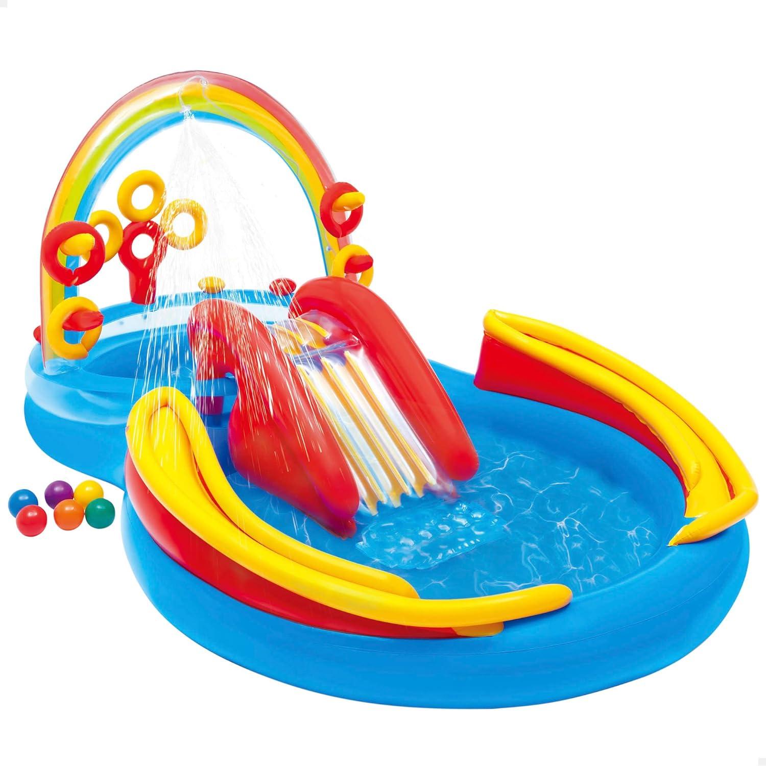 imageIntex 57440EP Inflatable Whale Spray Kiddie Pool for Kids 2 79quot x 77quot x 36quot Small BlowUp Splash Pool ampamp Sprinkler Backyard Toddler Play CenterMulticolor