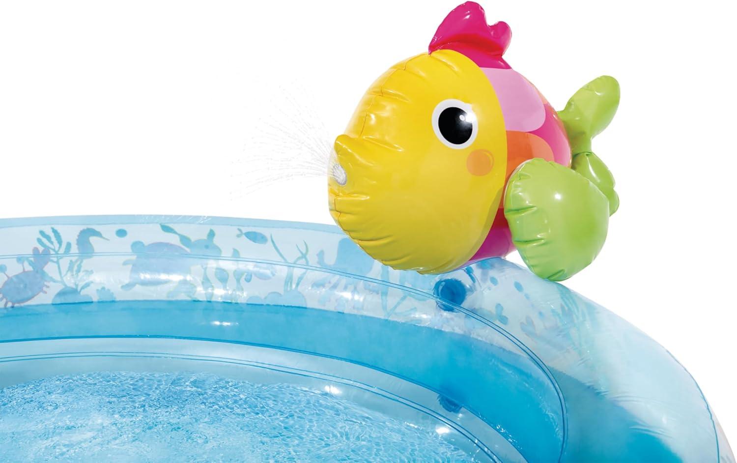 imageIntex 57440EP Inflatable Whale Spray Kiddie Pool for Kids 2 79quot x 77quot x 36quot Small BlowUp Splash Pool ampamp Sprinkler Backyard Toddler Play CenterBlue