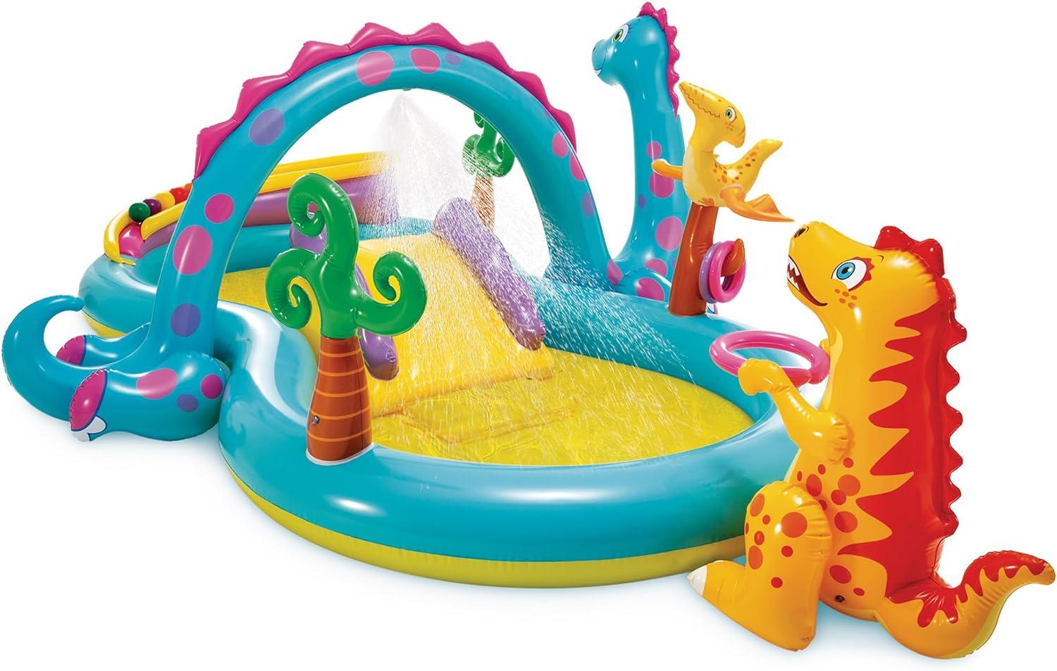 imageIntex 57440EP Inflatable Whale Spray Kiddie Pool for Kids 2 79quot x 77quot x 36quot Small BlowUp Splash Pool ampamp Sprinkler Backyard Toddler Play CenterMulticolor