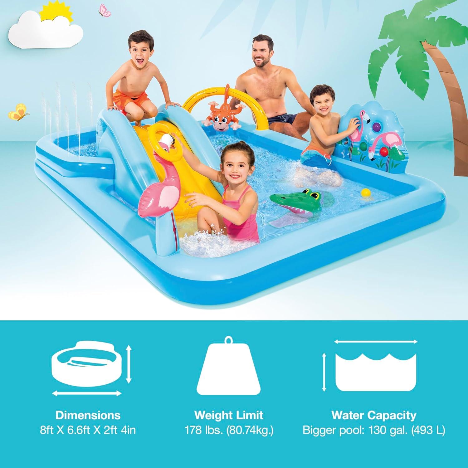 imageIntex 57440EP Inflatable Whale Spray Kiddie Pool for Kids 2 79quot x 77quot x 36quot Small BlowUp Splash Pool ampamp Sprinkler Backyard Toddler Play CenterBlue
