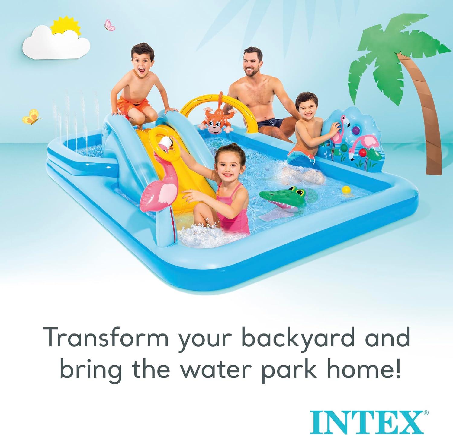imageIntex 57440EP Inflatable Whale Spray Kiddie Pool for Kids 2 79quot x 77quot x 36quot Small BlowUp Splash Pool ampamp Sprinkler Backyard Toddler Play CenterBlue