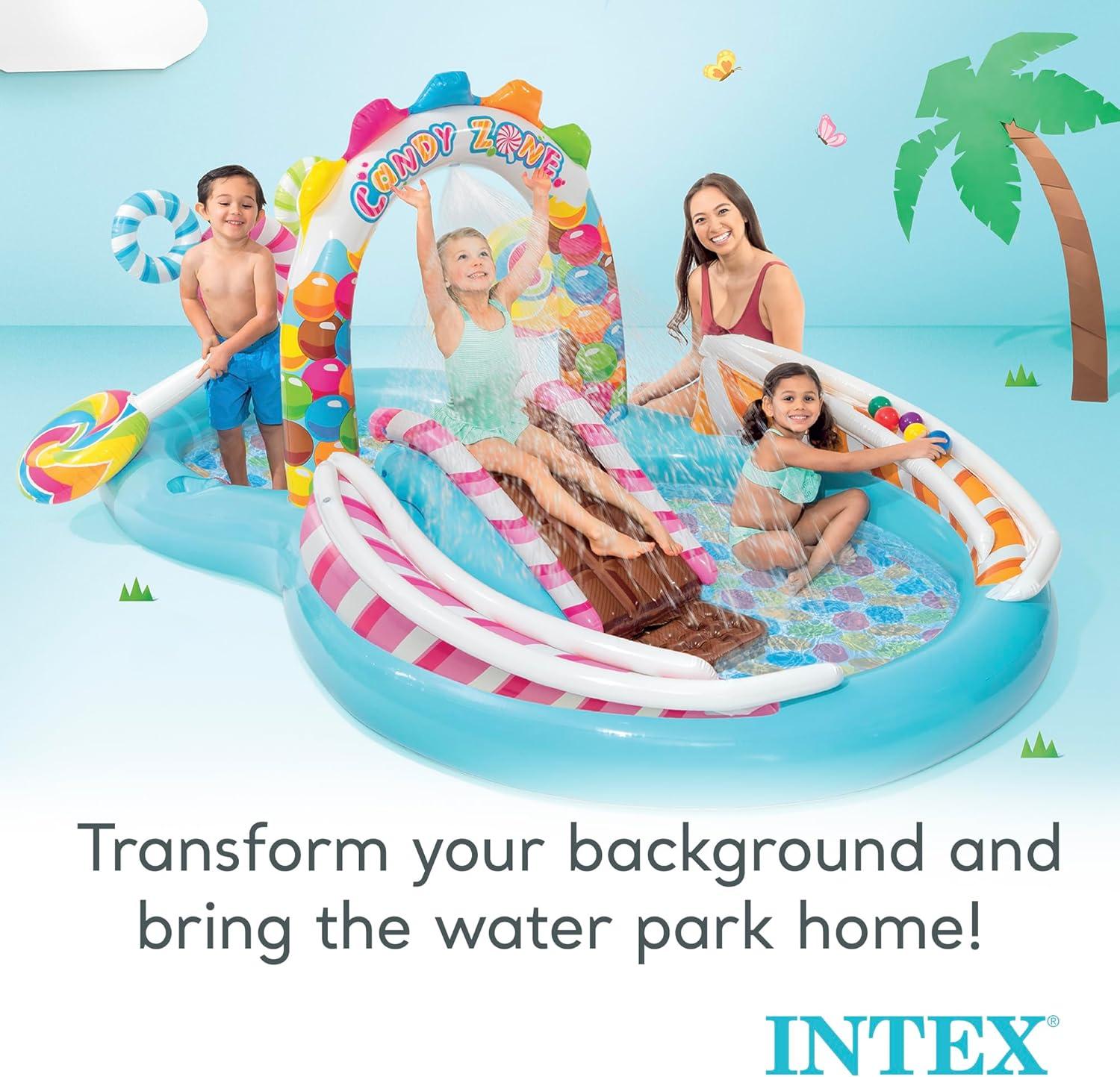 imageIntex 57440EP Inflatable Whale Spray Kiddie Pool for Kids 2 79quot x 77quot x 36quot Small BlowUp Splash Pool ampamp Sprinkler Backyard Toddler Play CenterMulticolor