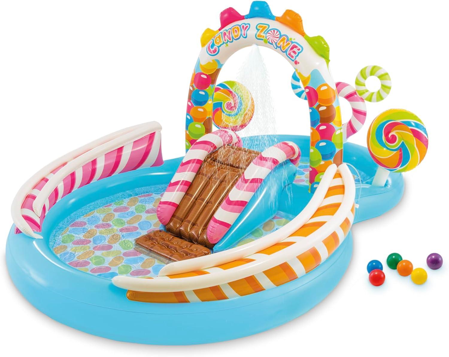 imageIntex 57440EP Inflatable Whale Spray Kiddie Pool for Kids 2 79quot x 77quot x 36quot Small BlowUp Splash Pool ampamp Sprinkler Backyard Toddler Play CenterMulticolor