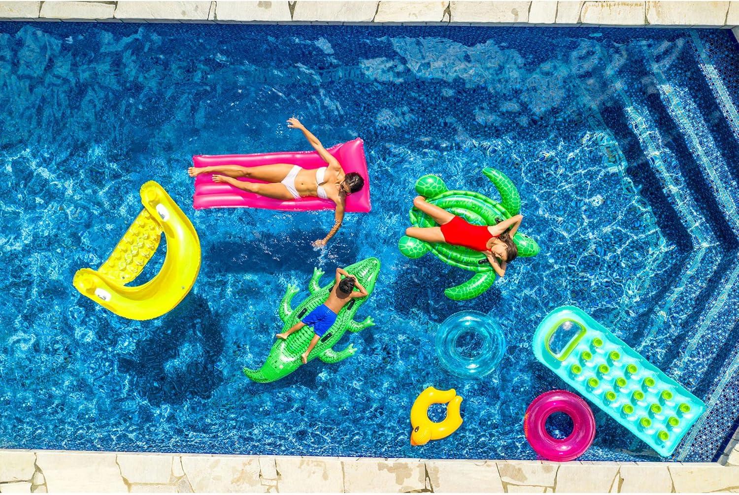 imageIntex 58859EP Sit N Float Inflatable Pool Float Pool Lounge with Builtin Cup Holders HeavyDuty Handles 220lb Weight Capacity 58quot x 39quot Colors May Vary
