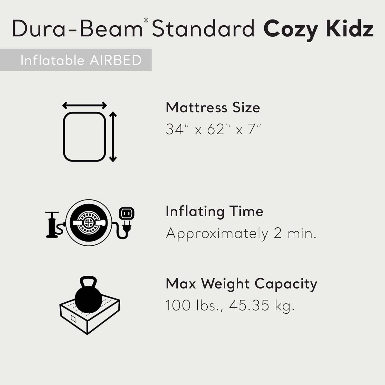 imageIntex 66803EP Cozy Kidz Inflatable Airbed FiberTech Velvety Soft Surface Carry Bag Included Color May Vary 345quot x 62quot x 7quot34 12 x 62 x 7