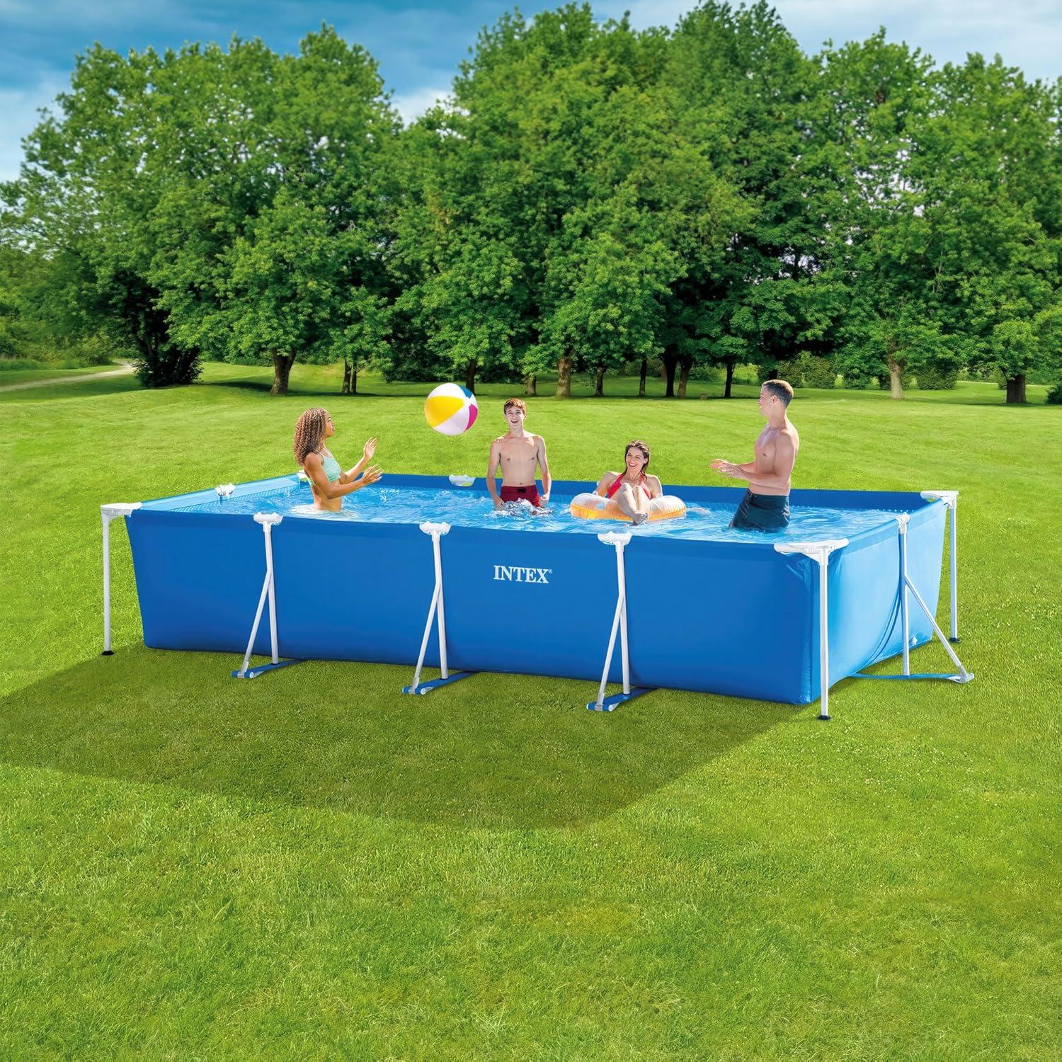 imageIntex AboveGround Swimming Pool Rectangular Frame 85ft x 26in Ages 6 and Up14 9 x 7 3 x 33