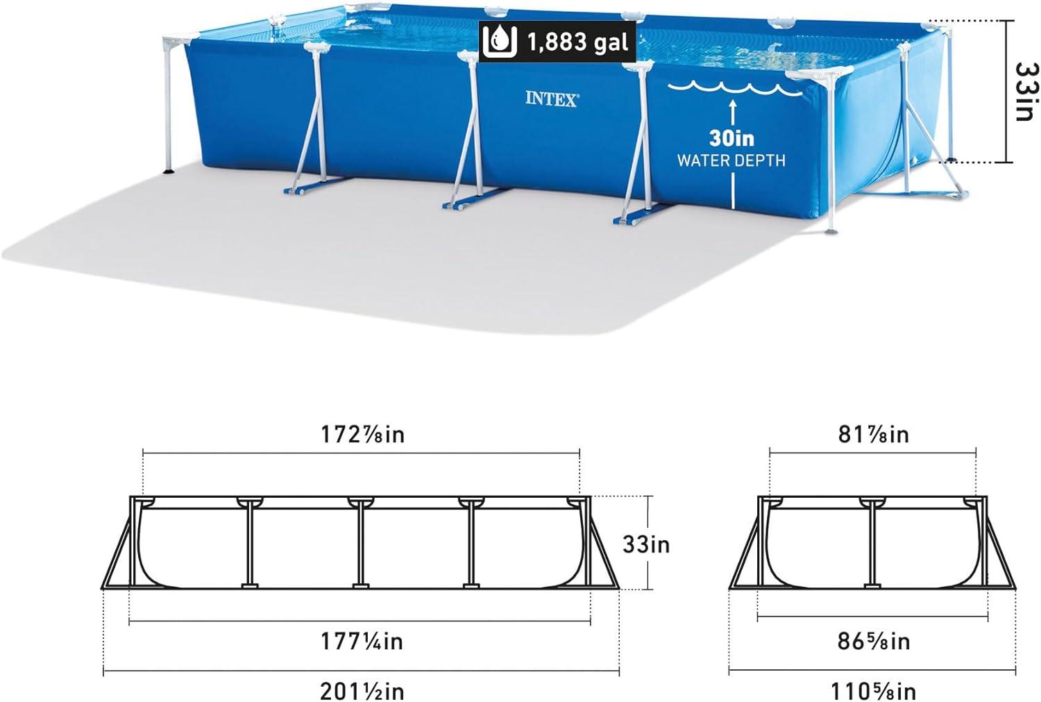 imageIntex AboveGround Swimming Pool Rectangular Frame 85ft x 26in Ages 6 and Up14 9 x 7 3 x 33