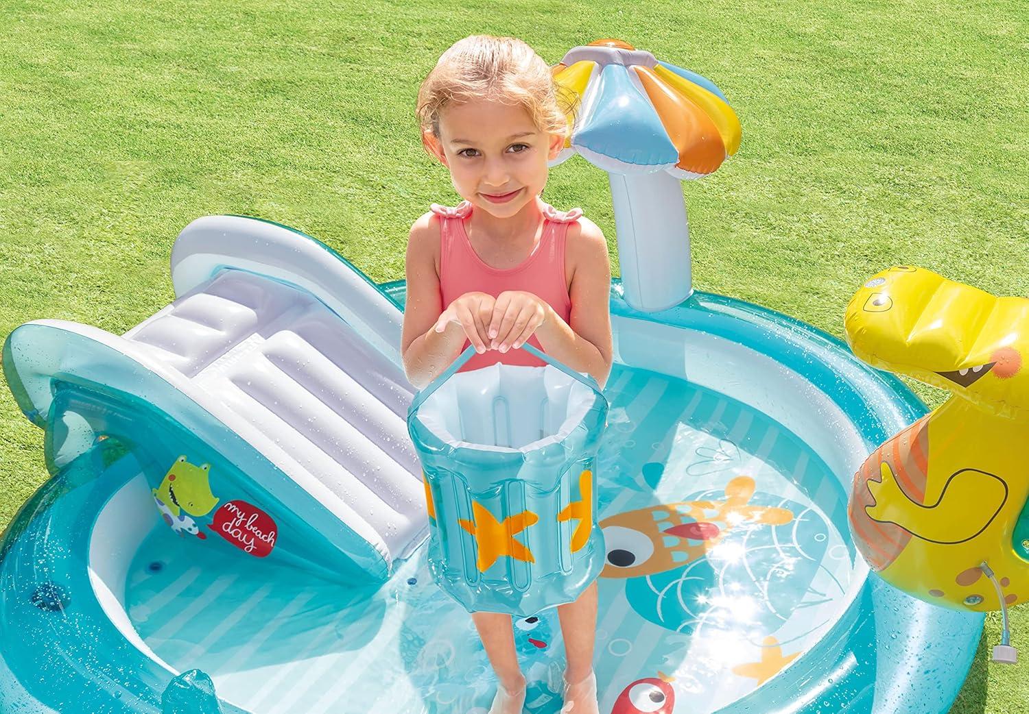 imageIntex Gator 66 x 56 x 4quot Outdoor Inflatable Kiddie Pool Water Play Swim Center
