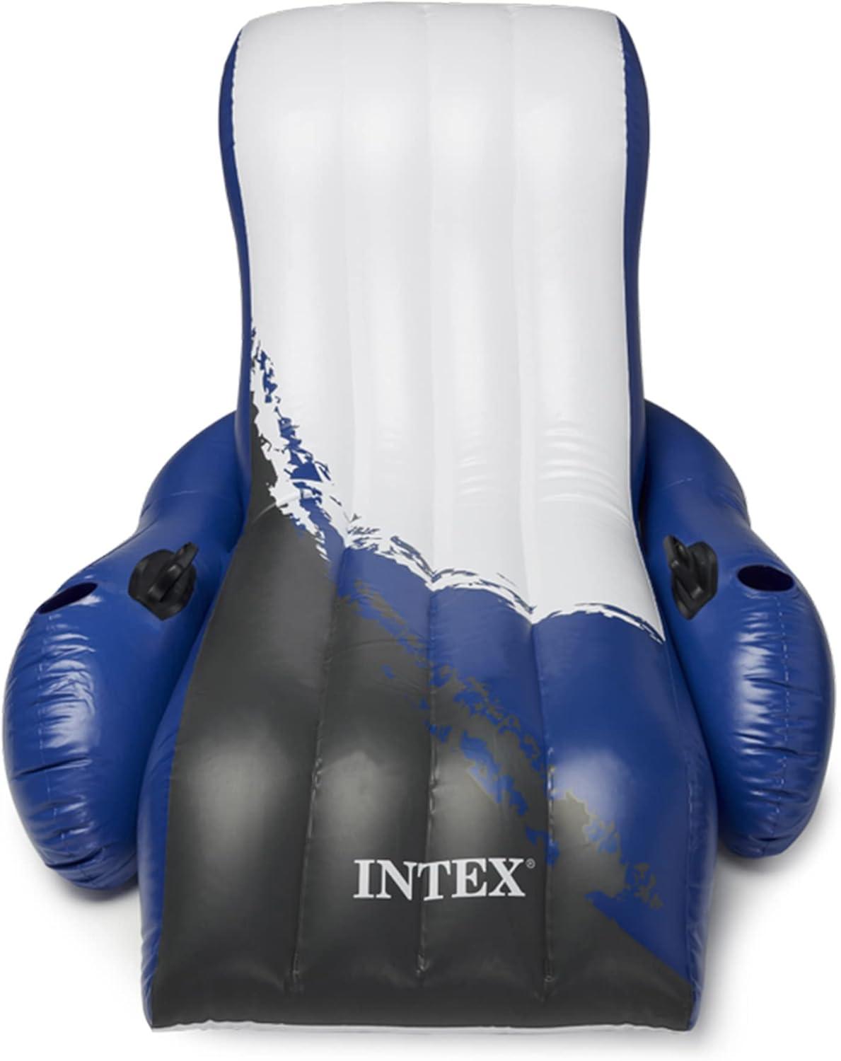 imageIntex Inflatable Lounge Pool Recliner Lounger Chair with Cup Holders HeavyDuty Float Raft for Adults 220 Lb Capacity Large Floating Tanning Chair2 Pack
