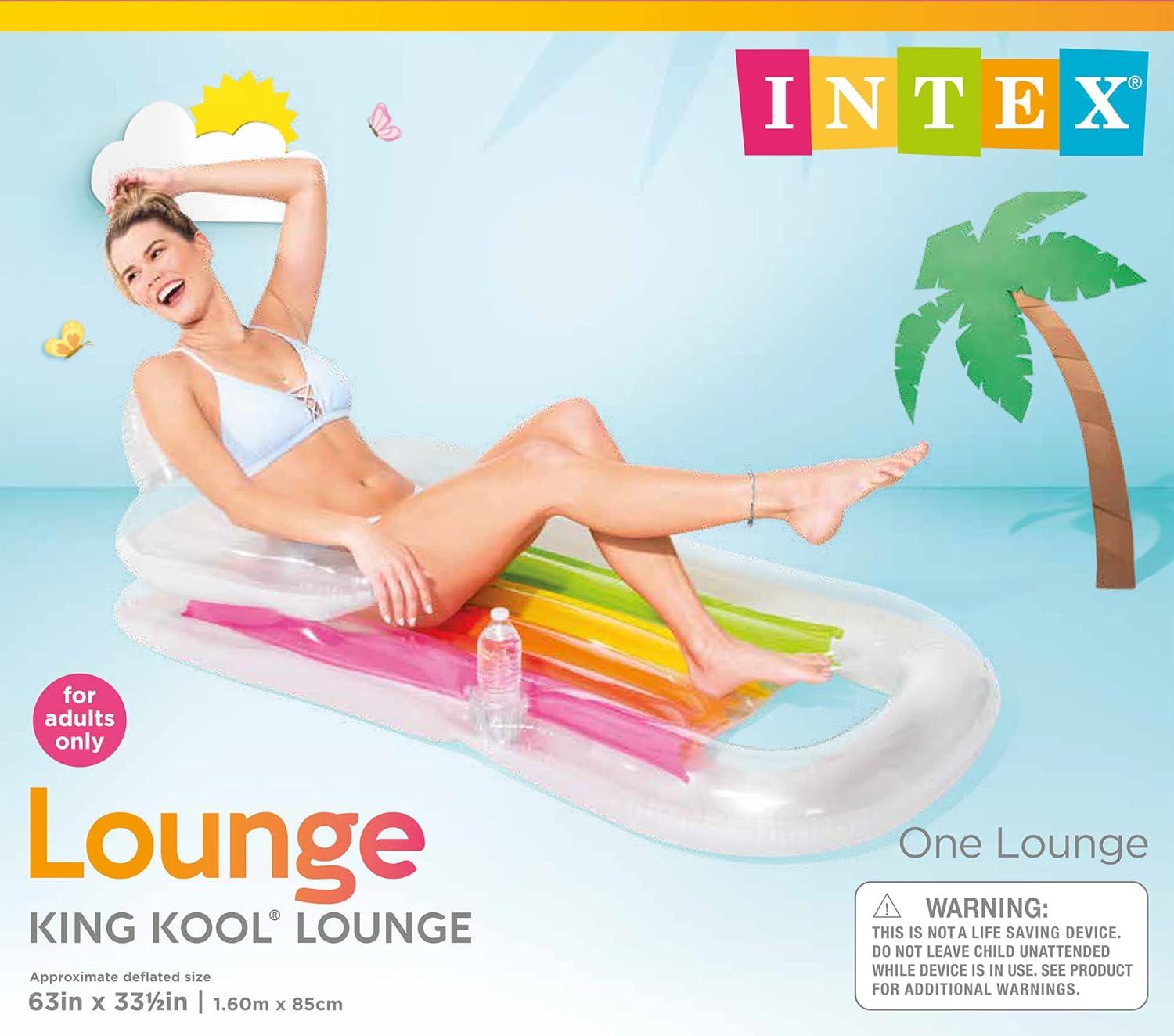 imageIntex King Kool Inflatable Lounge 63quot X 335quot 1 Pack Colors May Vary