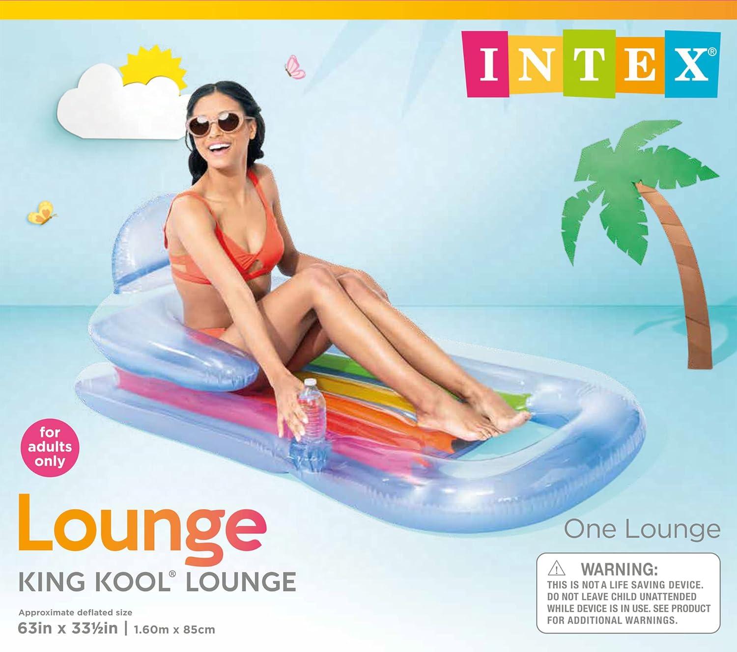 imageIntex King Kool Inflatable Lounge 63quot X 335quot 1 Pack Colors May Vary