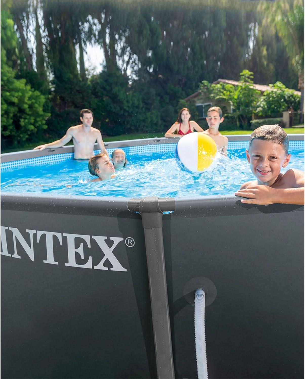 imageIntex Ultra XTR Frame 14 x 42quot Round Above Ground Outdoor Swimming Pool Set with Sand Filter Pump Ladder Ground Cloth and Pool Cover16 x 48