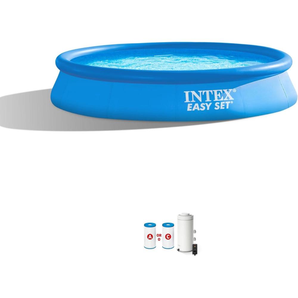 imageINTEX 26175EH Easy Set Inflatable Swimming Pool Set 18ft x 48in  Includes 1500 GPH Cartridge Filter Pump  Removable Ladder  Pool Cover  Ground Cloth12FT x 30IN