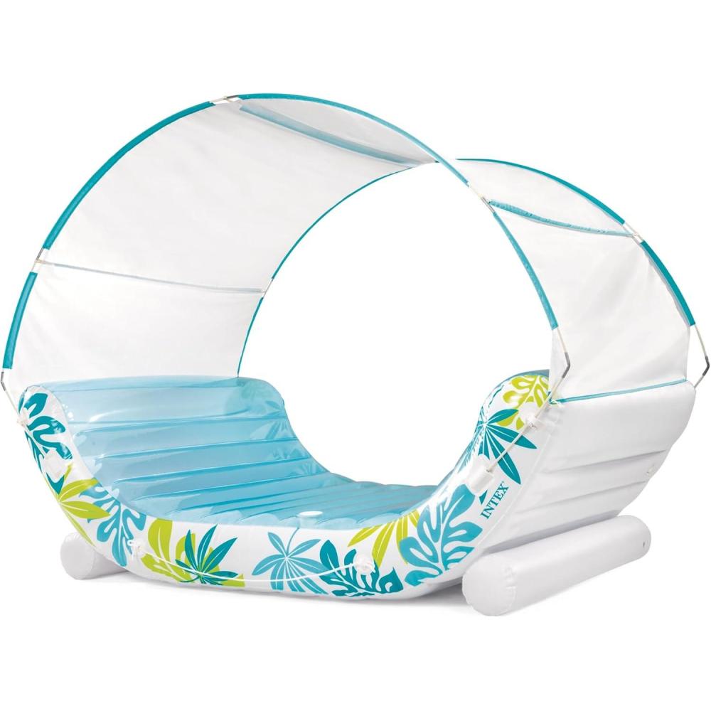 imageINTEX 56294EP Inflatable Tropical Canopy Lounge Detachable Fabric Sunshade Builtin Cup Holders Rope Ties 440lb Weight Capacity 88quot x 59quot x 65quot