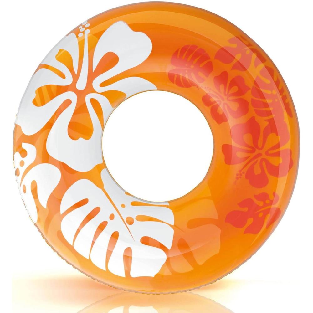 imageINTEX 59251EP Clear Tropical Inflatable Tube Floral Graphic Design 36quot Diameter 132lb Weight Capacity One Tube Color May Vary