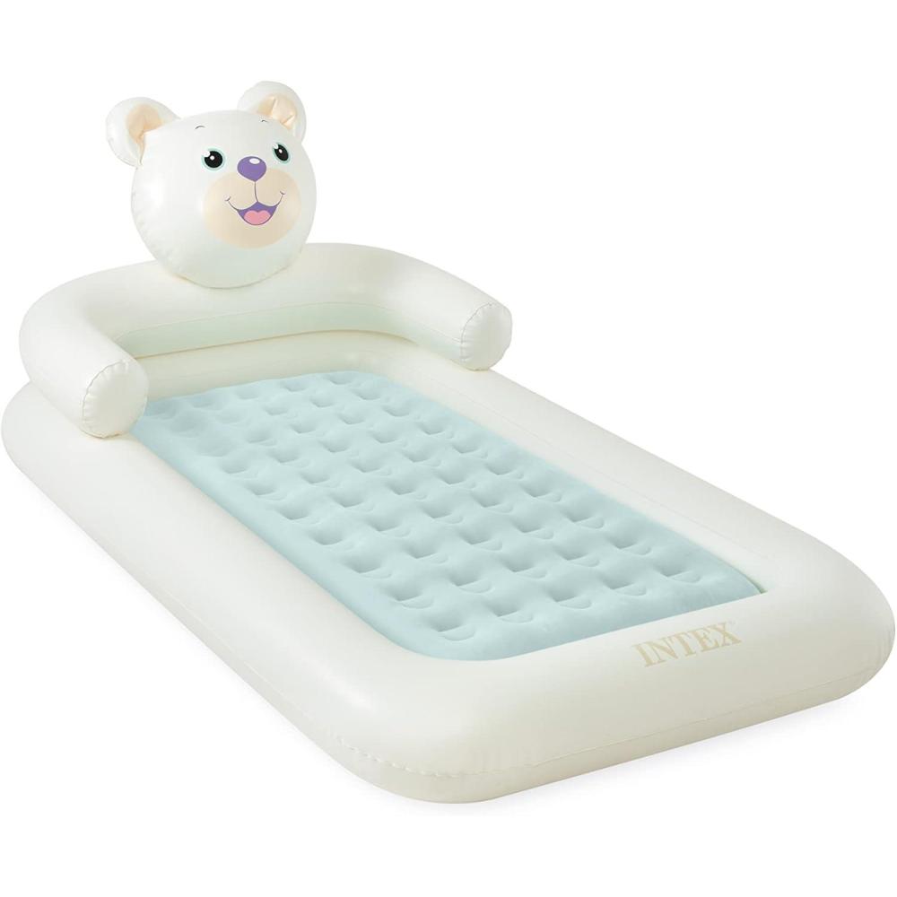 imageINTEX 66814EP Bear Kidz Inflatable Travel Bed Set Includes HandPump and Carry Bag  Removable Mattress  Quick Inflation  Indoor Use  45quot x 70quot x 28quot