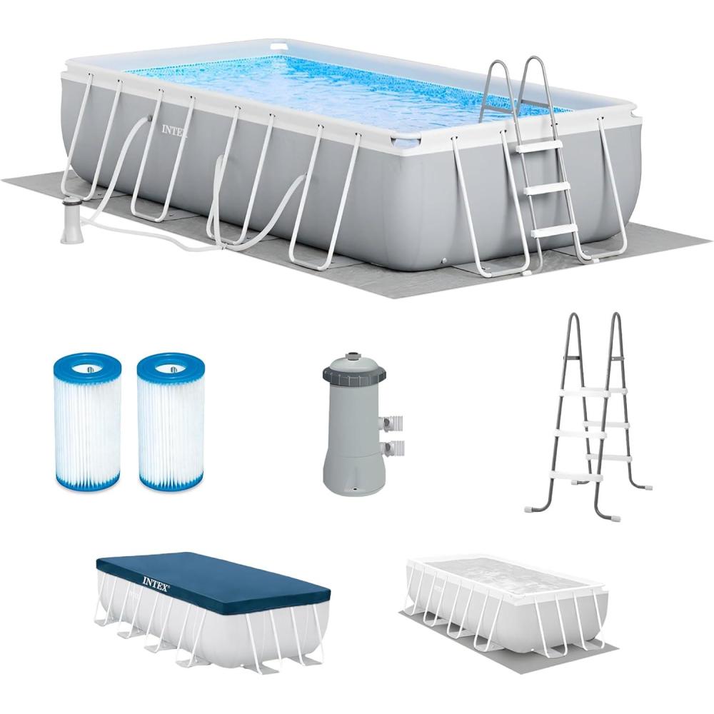 imageINTEX Above Ground Swimming Pool Set Prism Frame 166ft x 9ft x 48in with Pump ampamp Ladder16 x 8 x 42