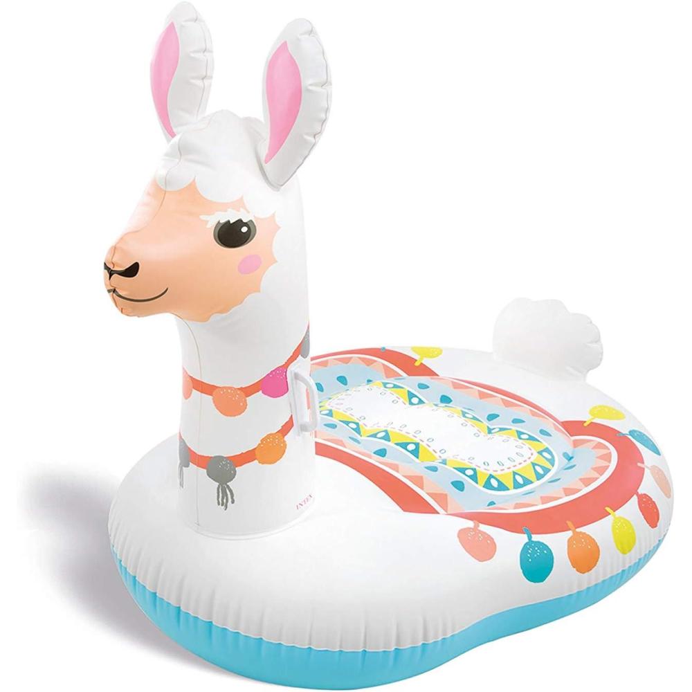 imageINTEX Cute Llama Inflatable Pool Float Animal Pool Toy for Kids 2 HeavyDuty Handles 88lb Weight Capacity 44quot x 37quot x 53quot for Ages 3