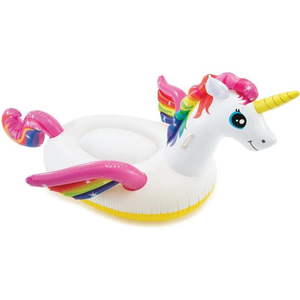 imageINTEX Enchanted Unicorn Inflatable Pool Float Animal Pool Toy for Kids 2 HeavyDuty Handles 88lb Weight Capacity 89quot x 68quot for Ages 3