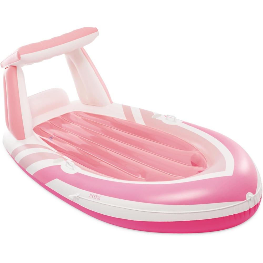 imageINTEX Pink Paradise Boat Float Inflatable Pool Float Perfect for Pool Parties 2 Cup Holders 220 Weight Capacity 96quot x 47quot x 38quot