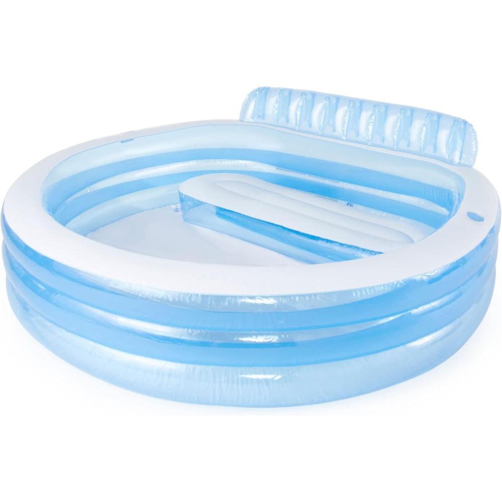 imageINTEX Swim Center Inflatable Family Lounge Pool BuiltIn Bench Cup Holder 156 Gallon Capacity 90quot x 86quot x 31quot BlueBlue