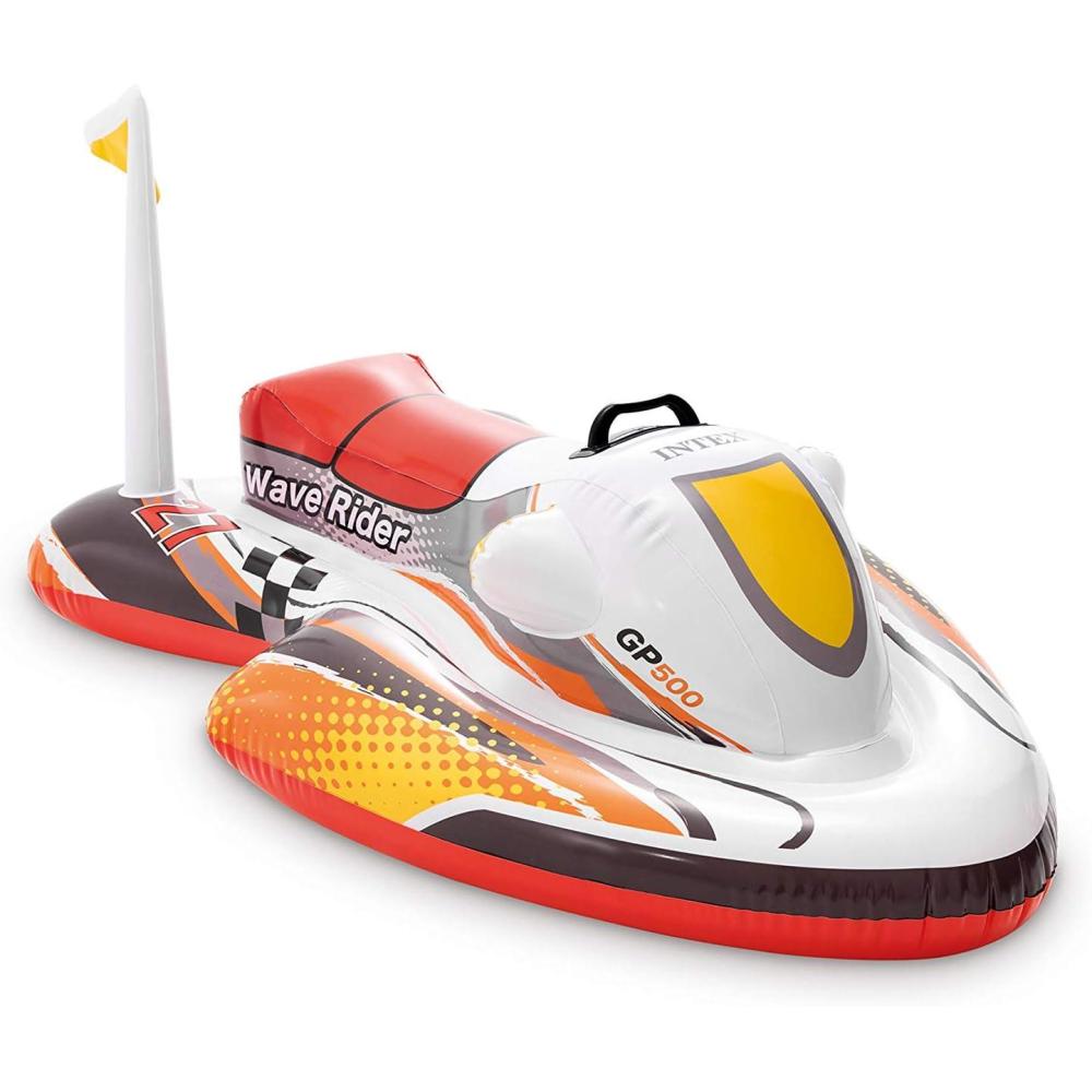 imageINTEX Wave Rider Inflatable Pool Float Pool Toy For Kids HeavyDuty Handle 88lb Weight Capacity 46quot x 305quot For Ages 3