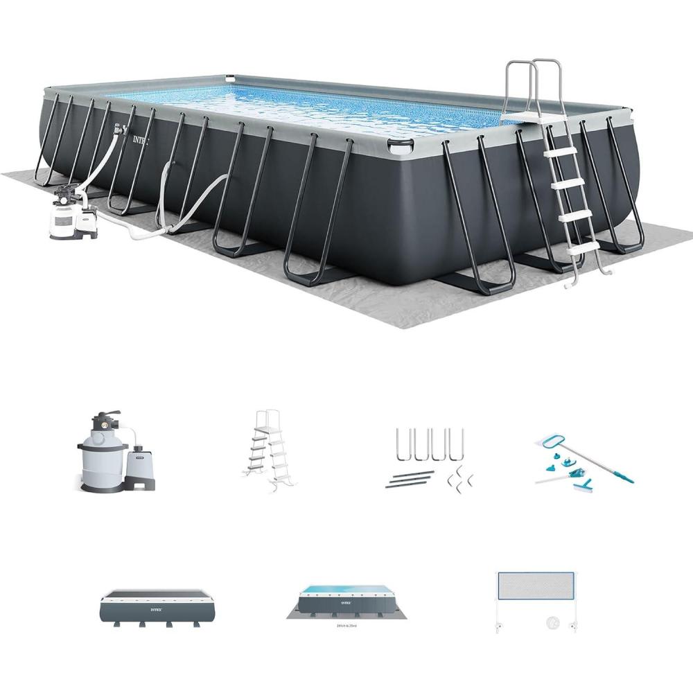 imageIntex 18 x 9 x 52quot Ultra XTR Rectangular Frame Swimming Pool Set with Pump  Above Ground Backyard Large Rectangle Pool with 45Inch Deep Water24 x 12 x 52