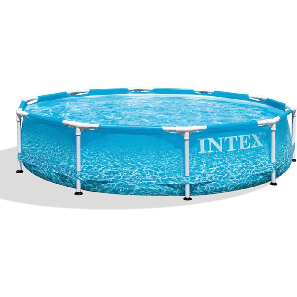 imageIntex 28206EH Large Round Above Ground Swimming Pool with Reinforced Sidewalls and Metal Frame for Backyard or Outdoor Use 10 Foot by 30 InchPool Only