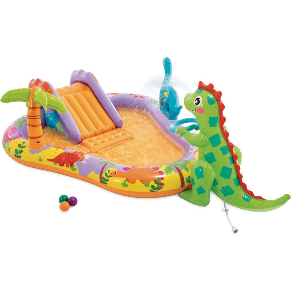 imageIntex 57440EP Inflatable Whale Spray Kiddie Pool for Kids 2 79quot x 77quot x 36quot Small BlowUp Splash Pool ampamp Sprinkler Backyard Toddler Play CenterMulticolor
