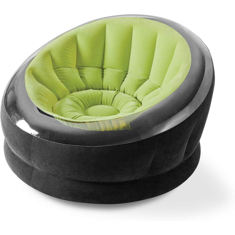 imageIntex 68581EP Inflatable Empire Chair Durable Outdoor Use 2PLY Laminate Velvety Surface Flocked Construction Green