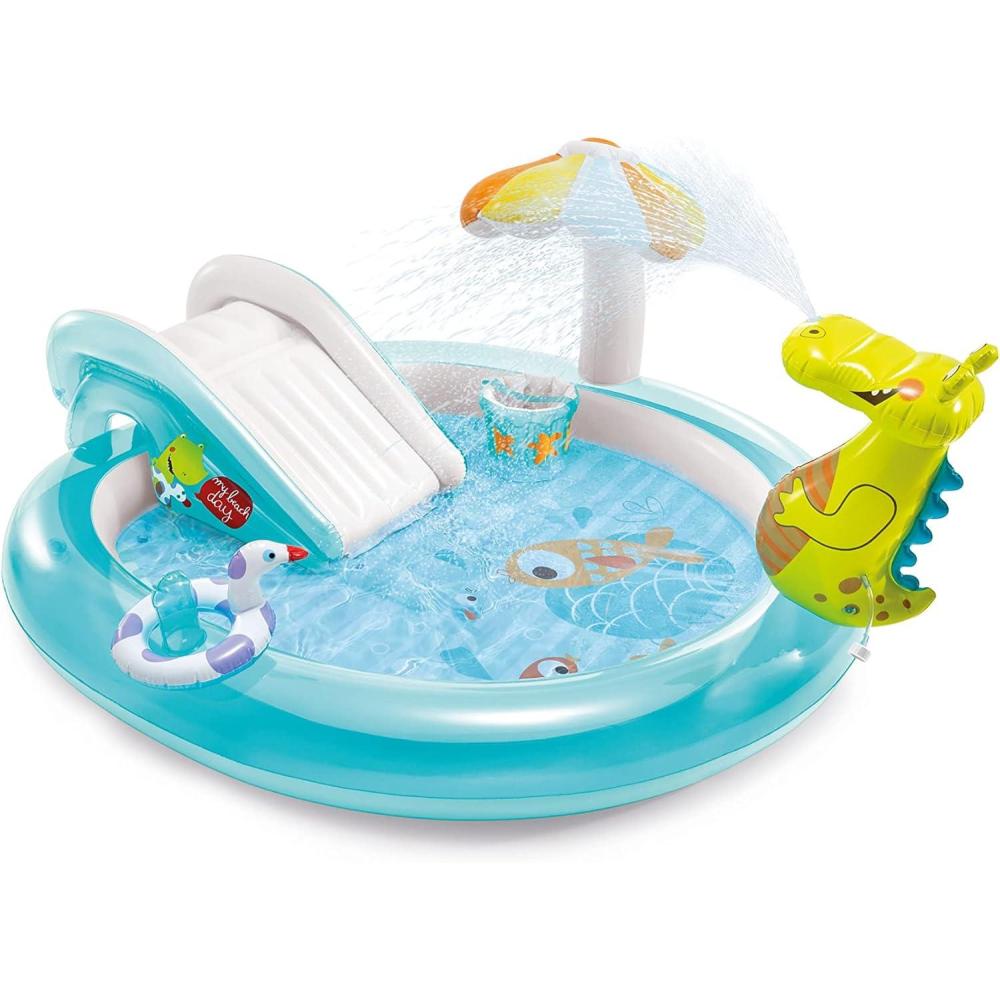 imageIntex Gator 66 x 56 x 4quot Outdoor Inflatable Kiddie Pool Water Play Swim Center