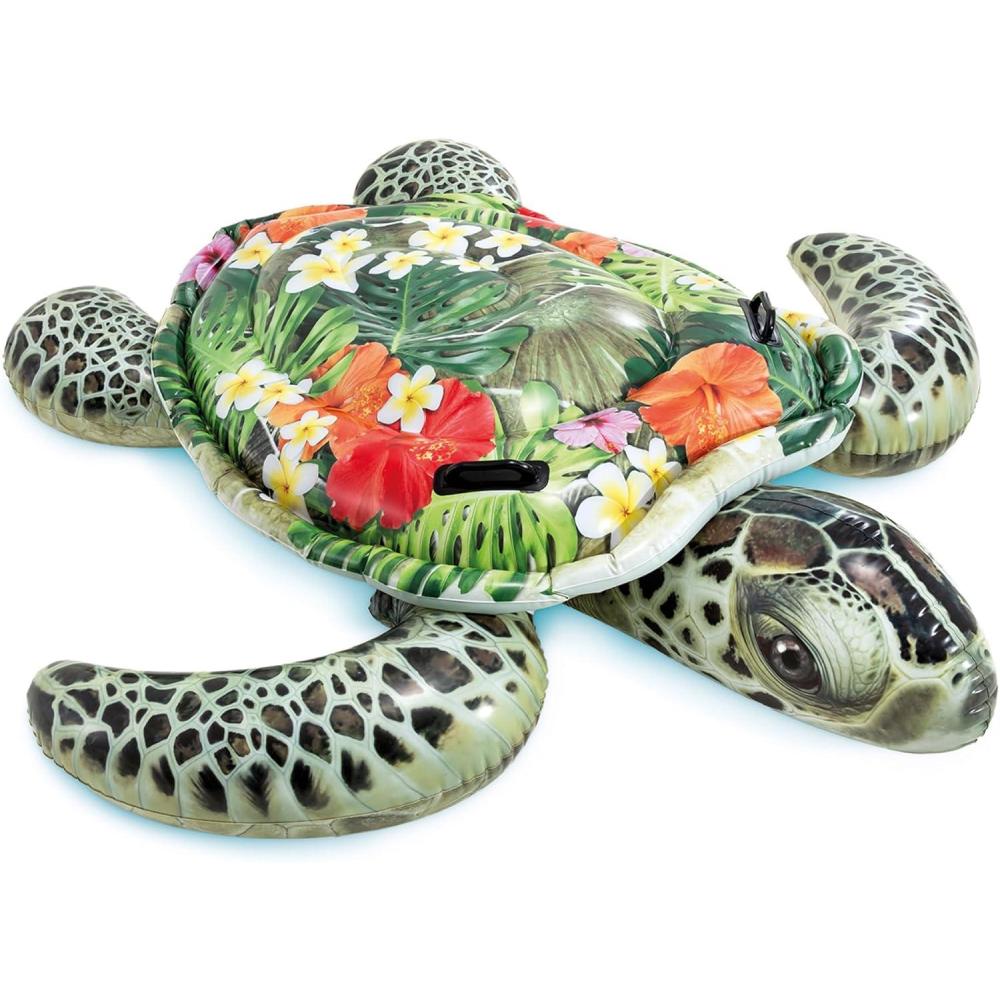 imageIntex Realistic Sea Turtle Inflatable Ride On Pool Float with Heavy Duty Handles for Pool Rafts and Inflatable Ride Ons1 Pack