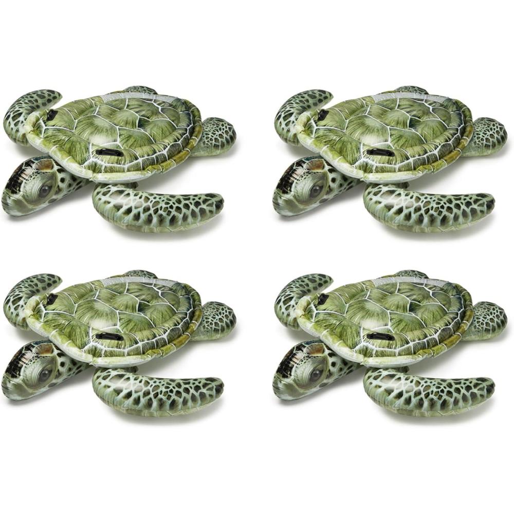 imageIntex Realistic Sea Turtle Inflatable Ride On Pool Float with Heavy Duty Handles for Pool Rafts and Inflatable Ride Ons4 Pack