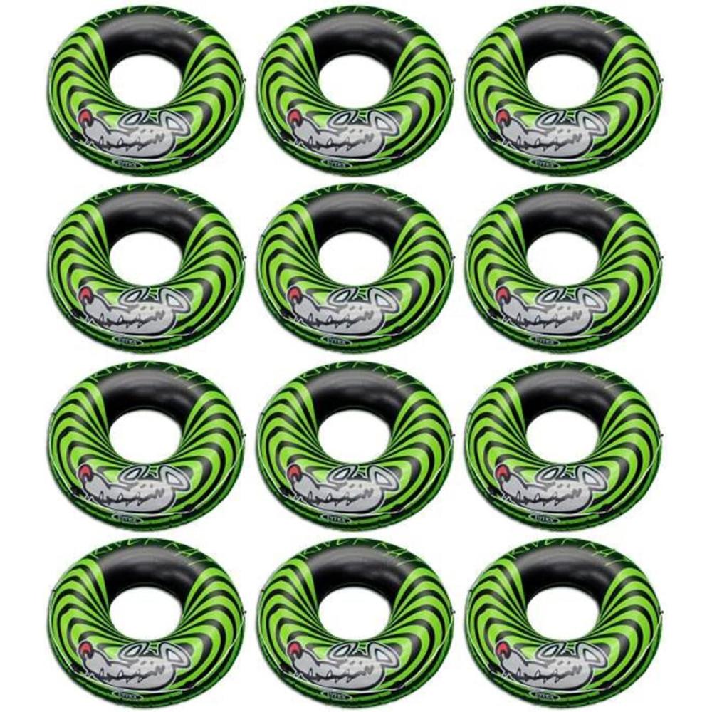 imageIntex River Rat 48 Inch Inflatable Vinyl Towable Boat Floating Tube Raft for Swimming Pool and Lake in Green Rat or Graffiti Rat Design Color Varies12 Pack