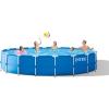 INTEX 28253EH 18ft x 48in Metal Frame Above Ground Swimming Pool Set, Includes 1500 GPH Cartridge Filter Pump, Removable Ladder, Pool Cover, Ground Cloth