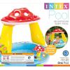 INTEX 57114EP Mushroom Baby Pool: Built-In Mushroom Shade – Soft Inflatable Floor – Durable Vinyl – Ages 1-3 – 40″ x 35″