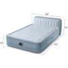 Intex 64449ED Dura-Beam Deluxe Plush Air Mattress with Headboard: Fiber-Tech – Queen Size – Built-in Electric Pump – 18in Bed Height – 600lb Weight Capacity