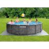 Intex Prism Frame Round Above Ground Outdoor Swimming Pool Set with Filter Pump, Ladder, Ground Cloth, and Pool Cover, Greywood(15′ x 48″)